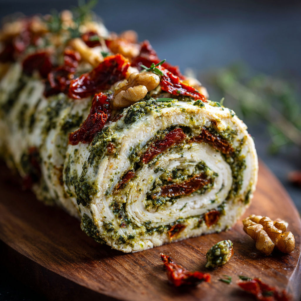A green and red food roll.