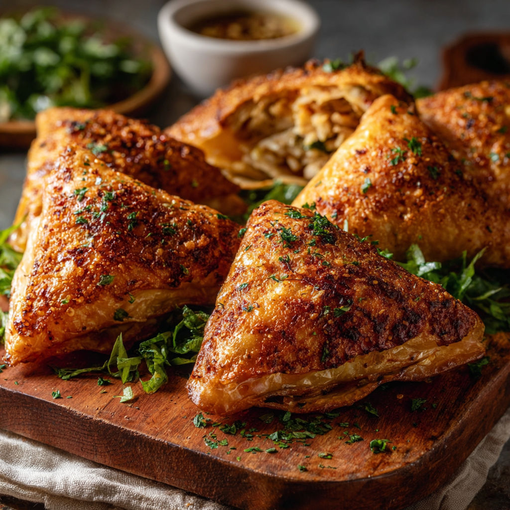 A wooden cutting board with a variety of food items on it.