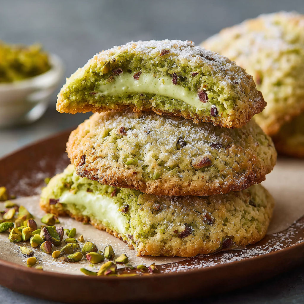 A plate of cookies with green and white toppings.