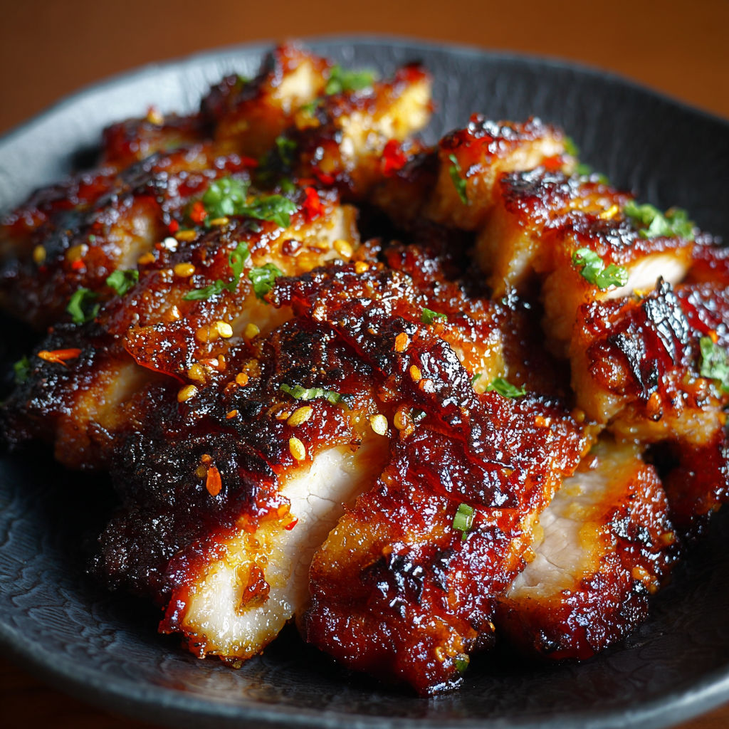 A plate of char siu chicken.