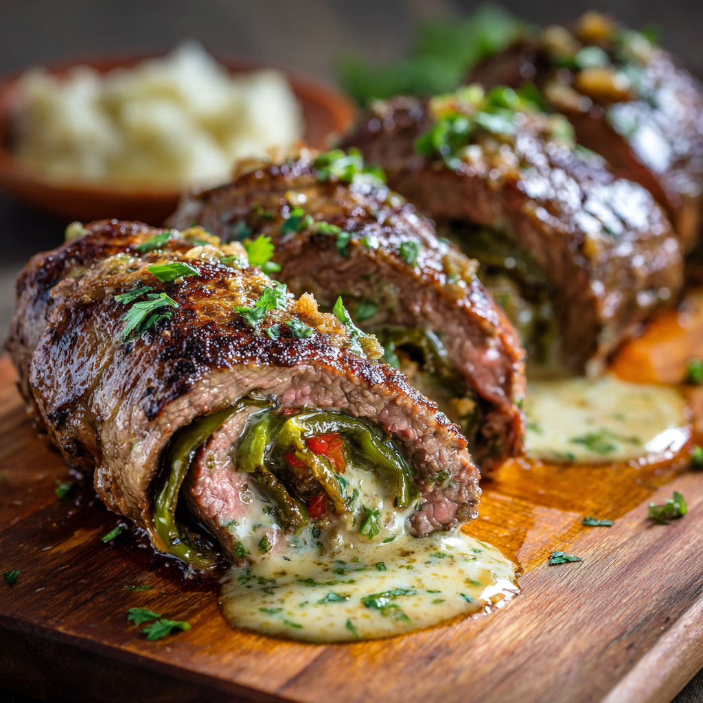 A piece of meat with sauce on it.