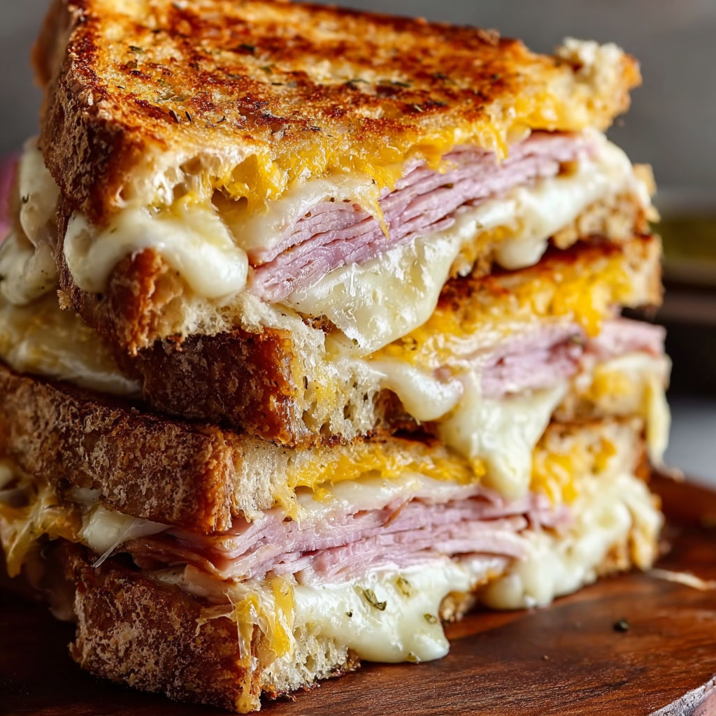 A stack of grilled cheese sandwiches.