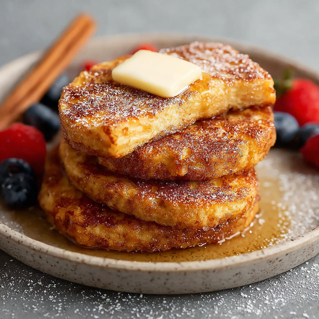 A stack of cinnamon French toast biscuits.