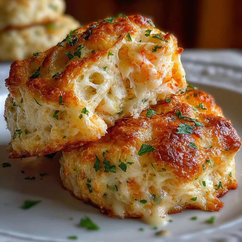 A plate of shrimp crab biscuit melts.