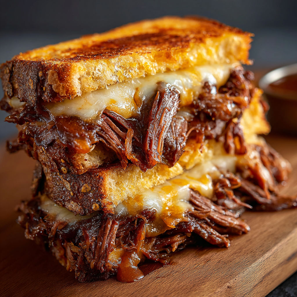 A close up of a sandwich with meat and cheese.