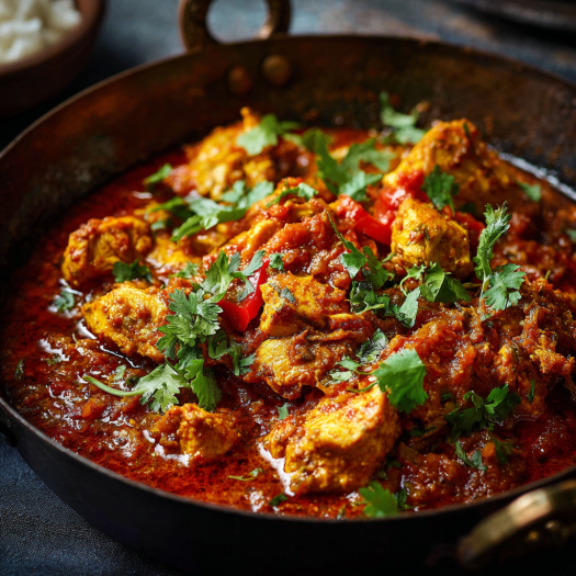 A pan of food with a red sauce.