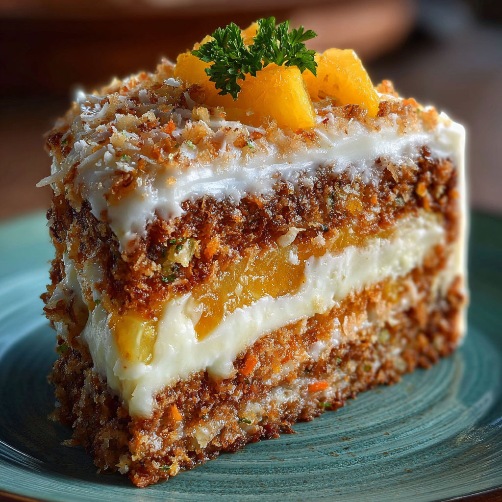 A slice of cake with a green topping.