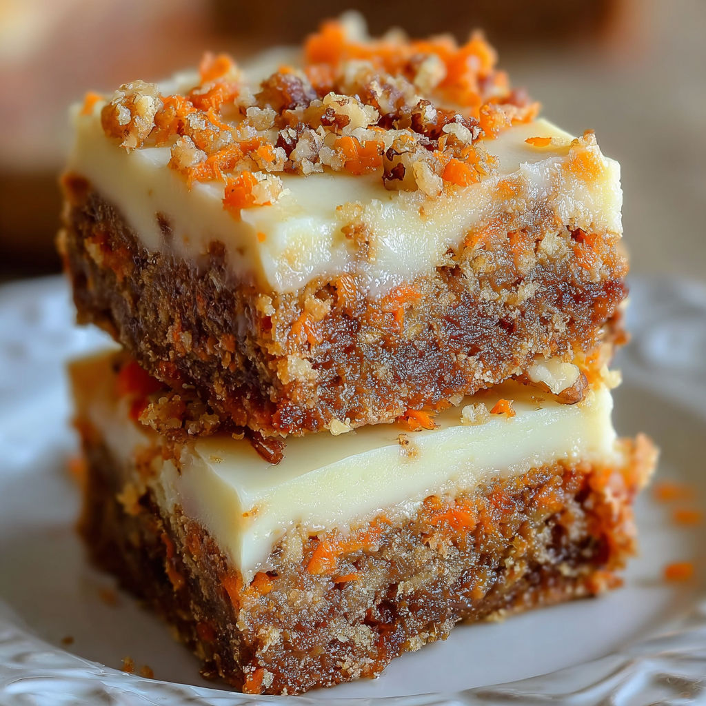 A stack of three square cakes with caramel and orange toppings.
