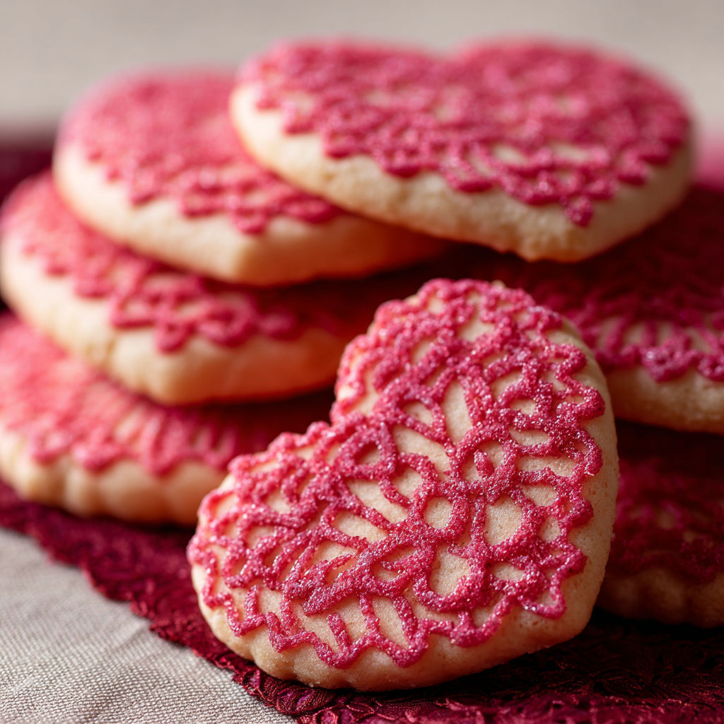A stack of heart shaped cookies.
