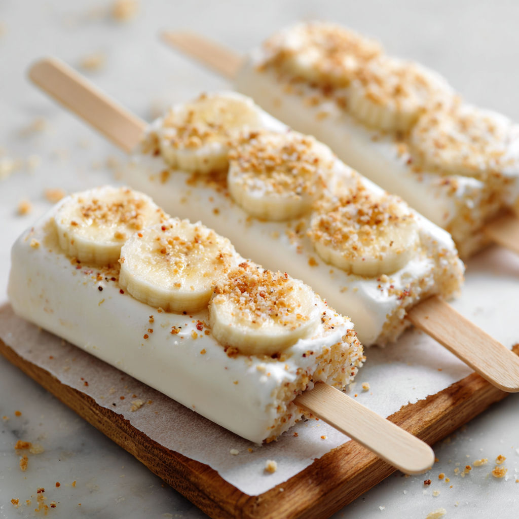 Two banana pops on a stick.