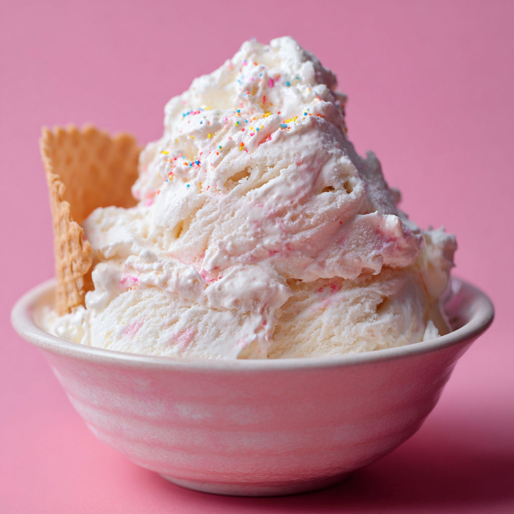 A bowl of ice cream with a cookie on top.