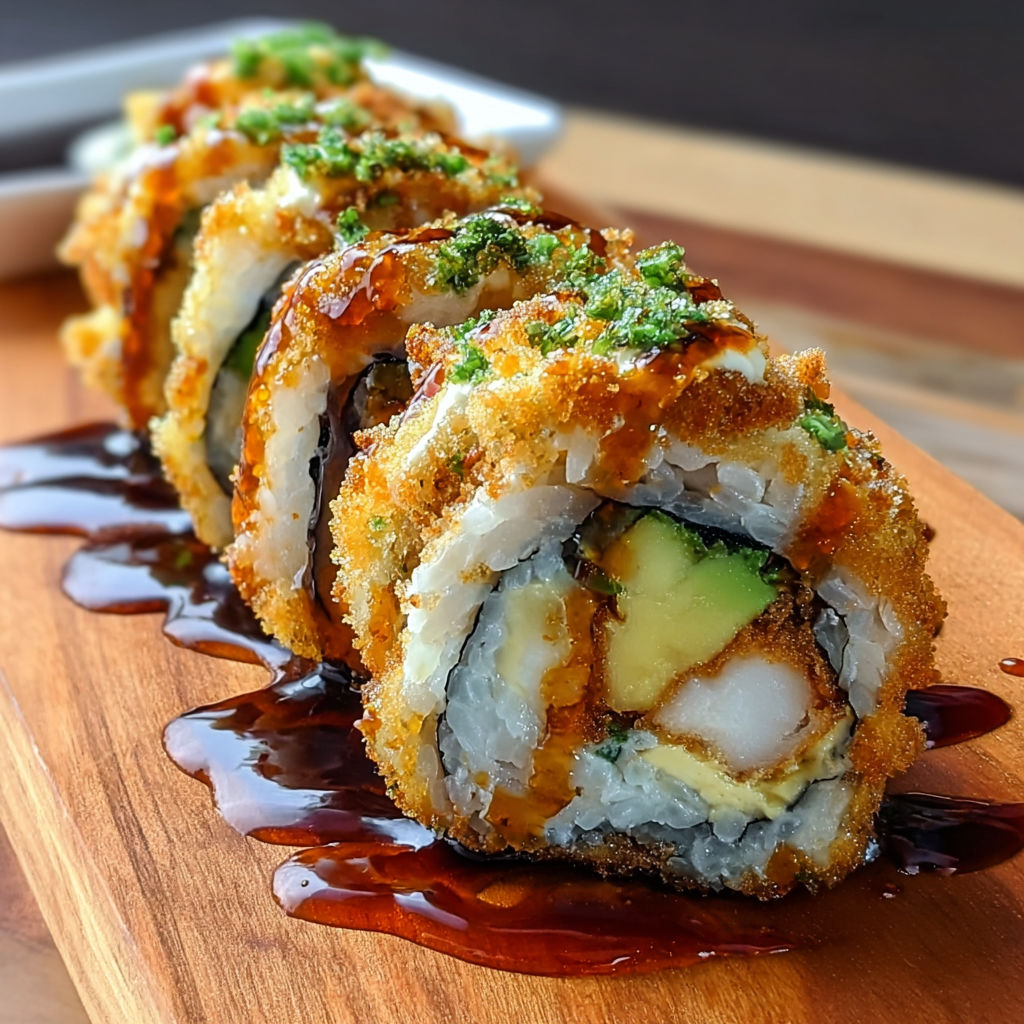 A crispy chicken tempura roll.
