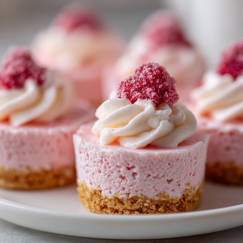 A plate with three desserts on it.