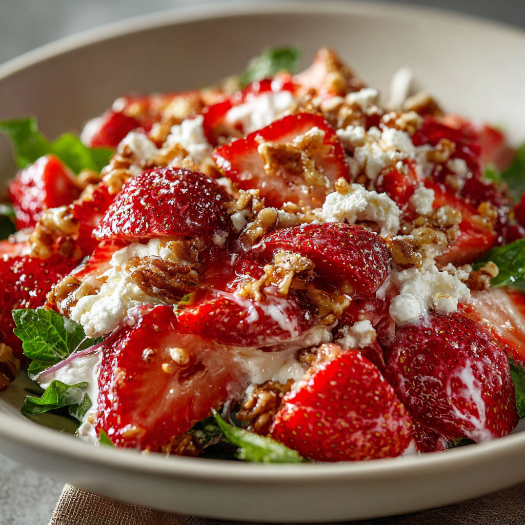 A bowl of strawberries with whipped cream.