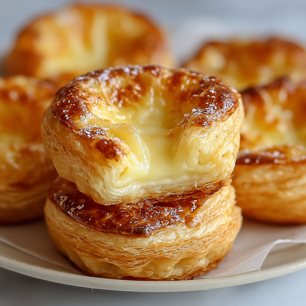 A plate of pastries with a yellow filling.