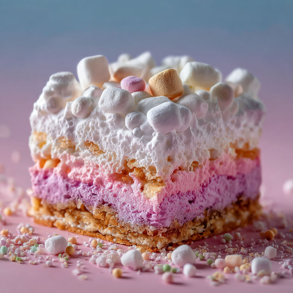 A slice of bubblegum cloud dessert.