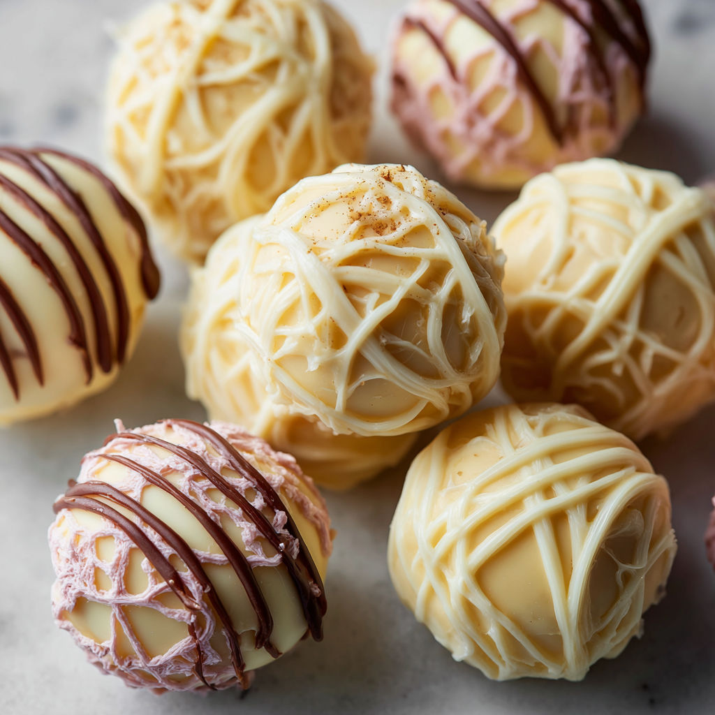 Chocolate and white candy balls.