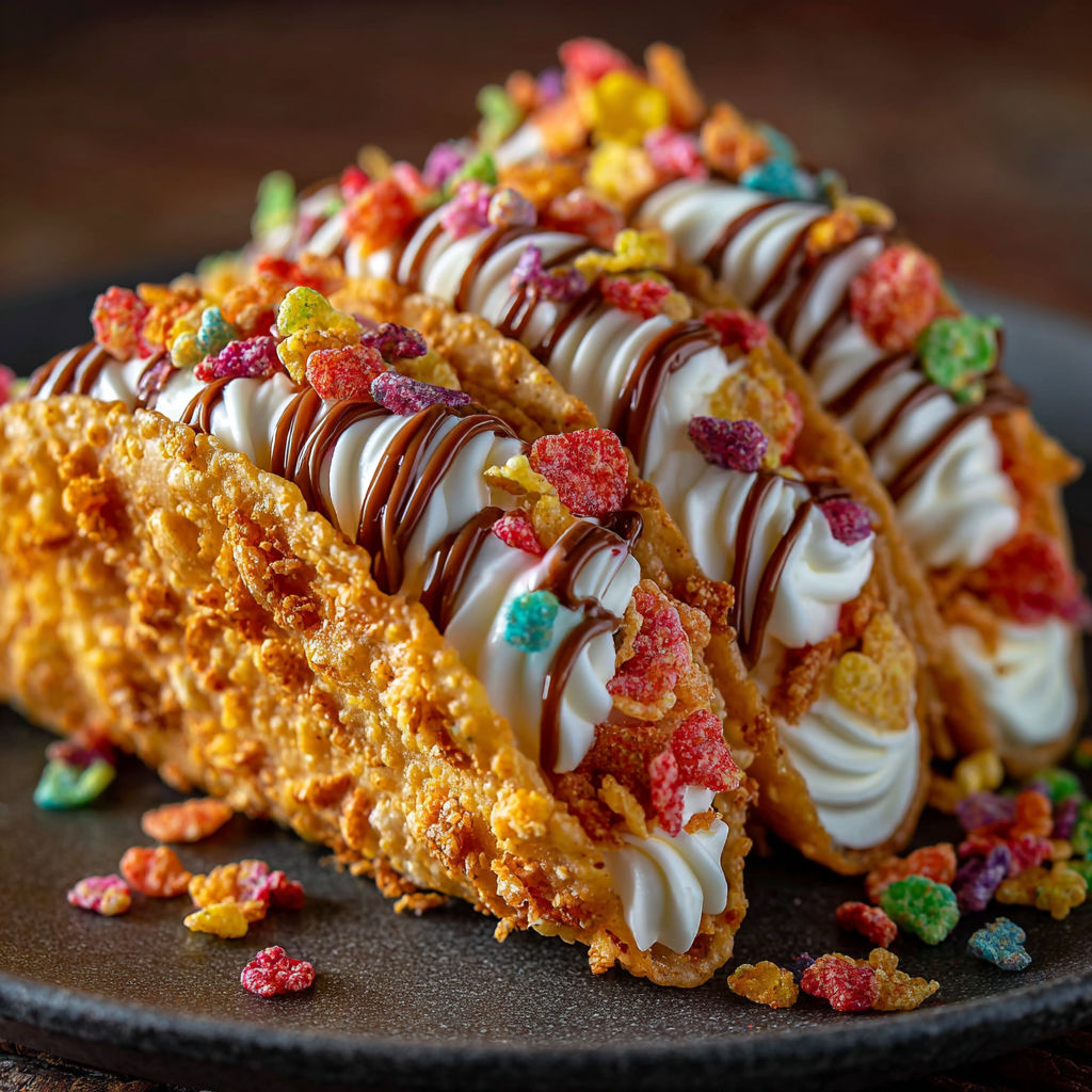 A dessert with chocolate and rainbow sprinkles.