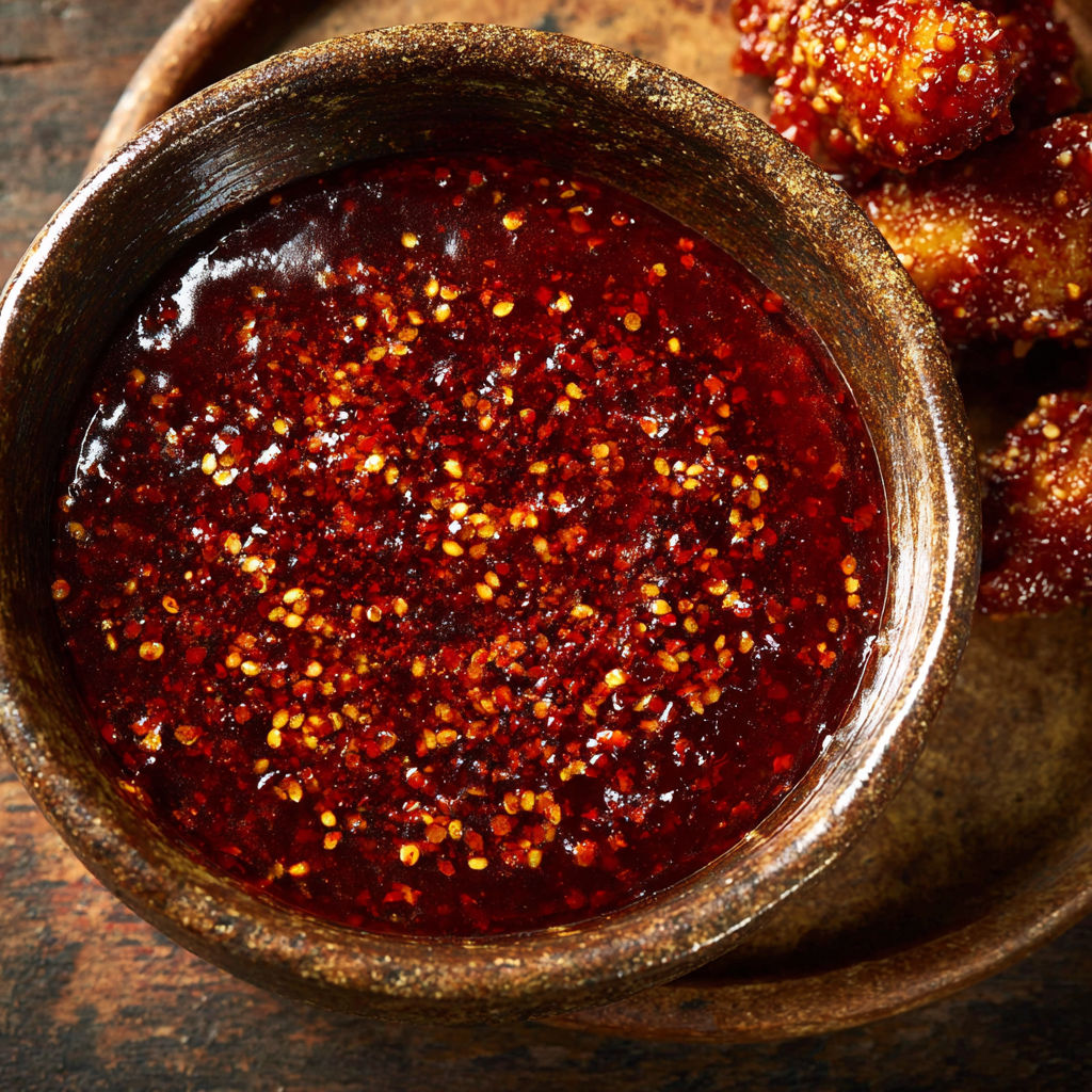 A bowl of Bonchon Spicy Sauce.