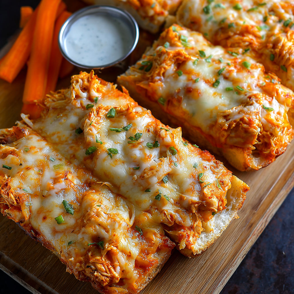 A slice of pizza with cheese and chicken on a wooden board.