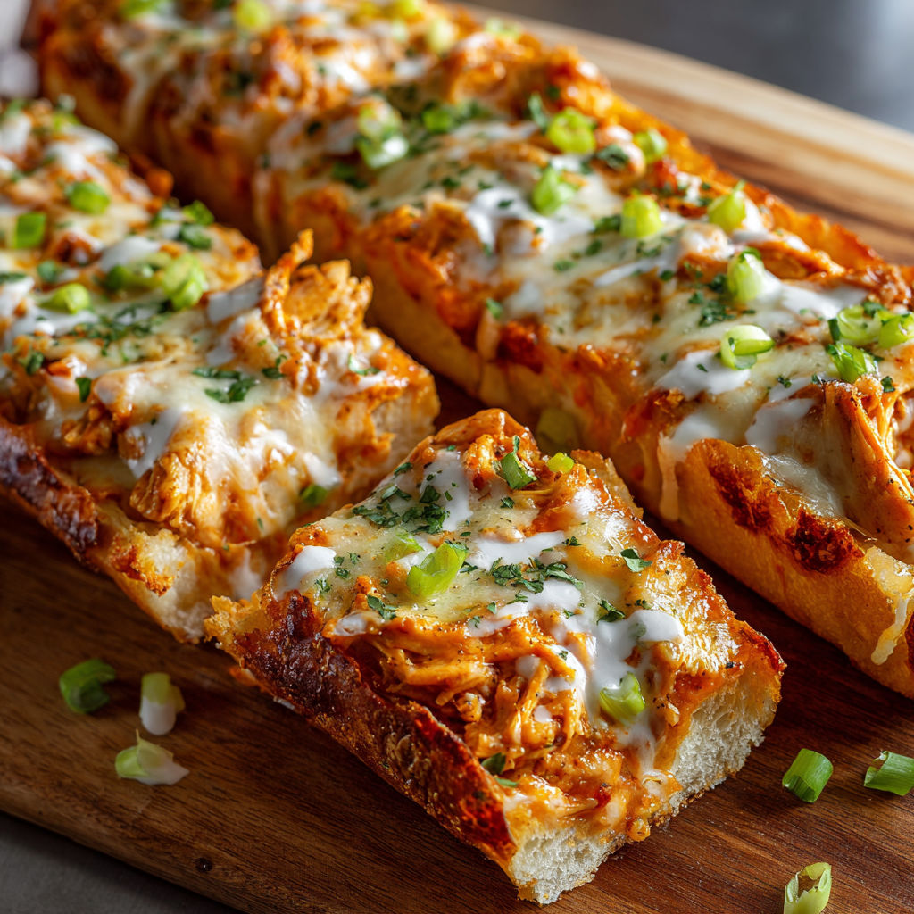 A slice of pizza with cheese and chicken on a wooden board.