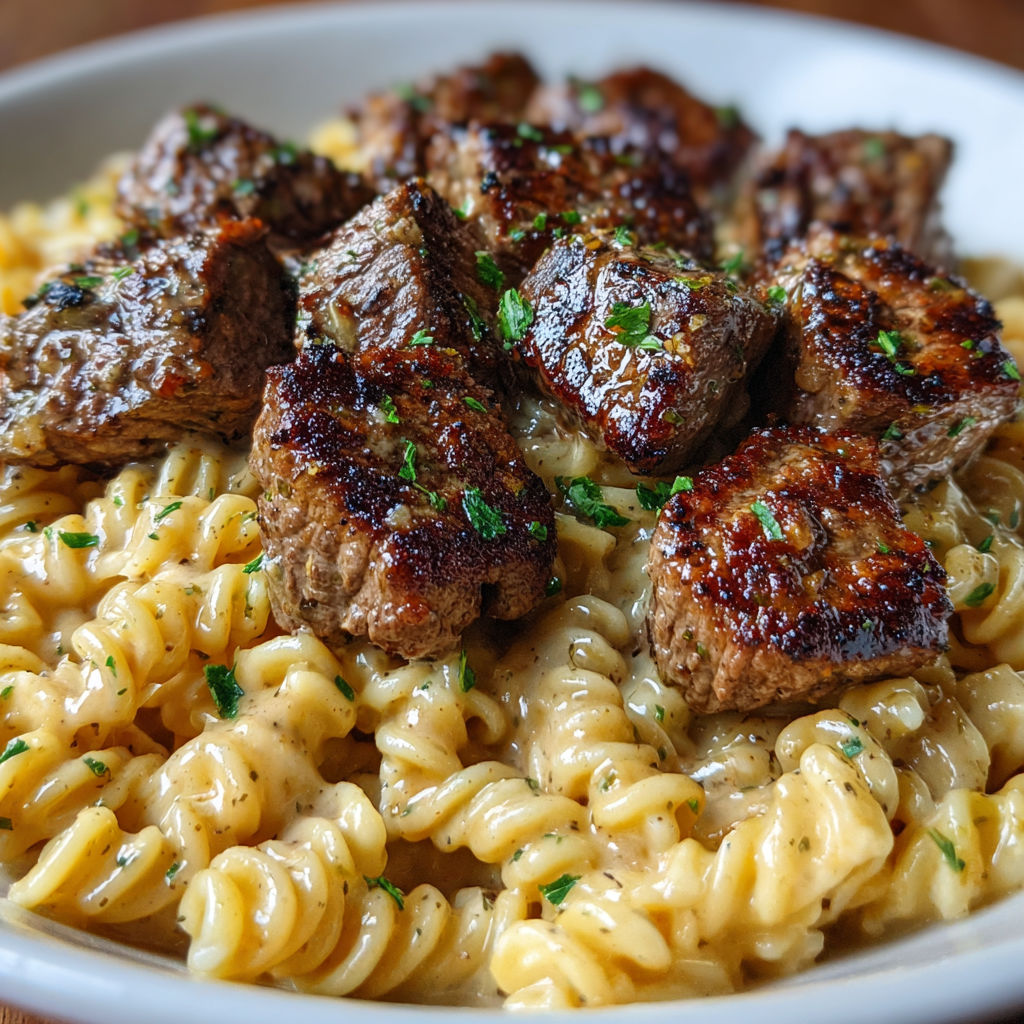 A plate of food with meat and noodles.