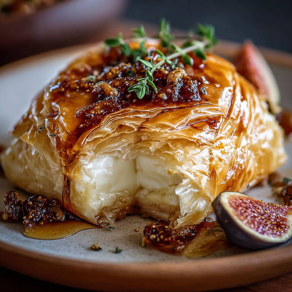 A pastry with a fig on top.