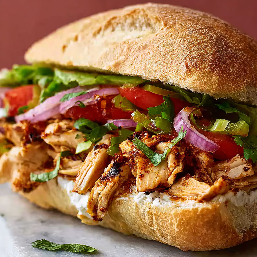 A flavor-packed chicken torta sandwich.