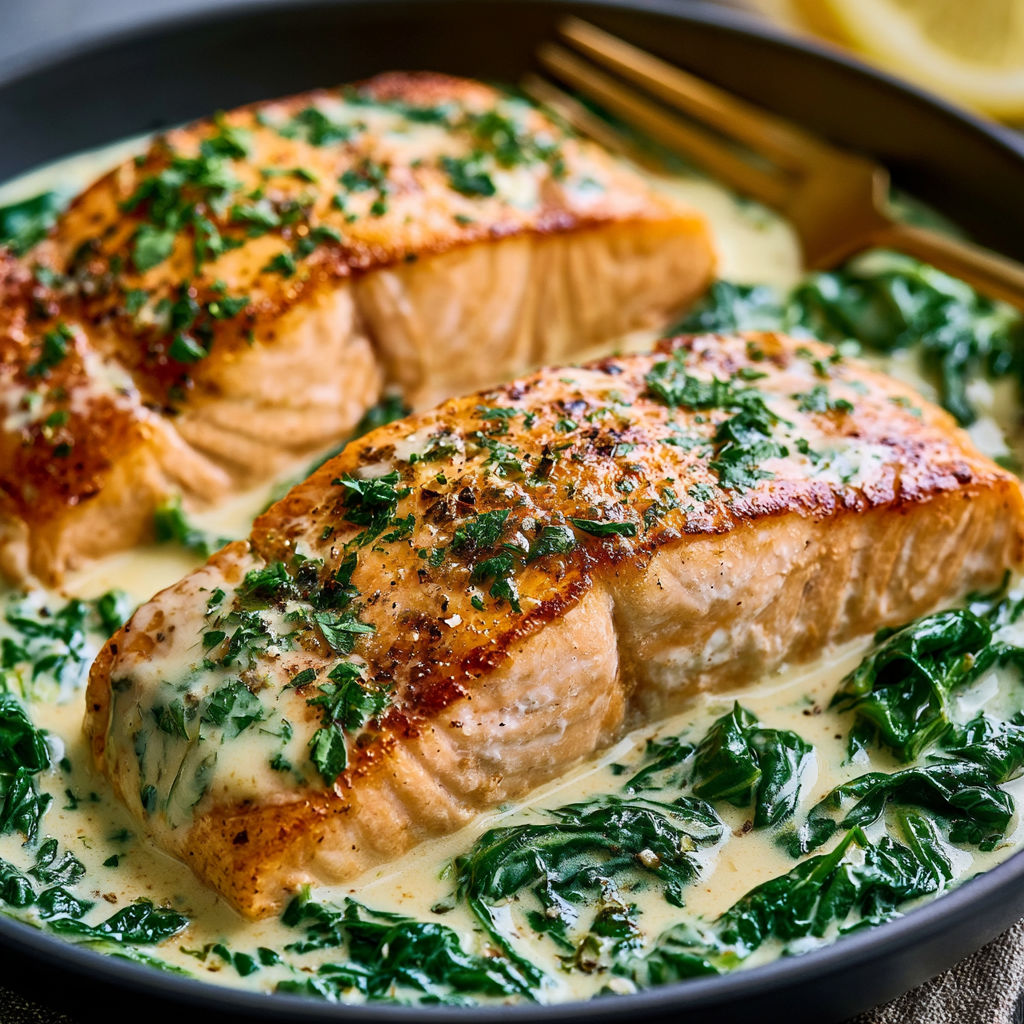 Spinach Salmon Ready in 26 Minutes.