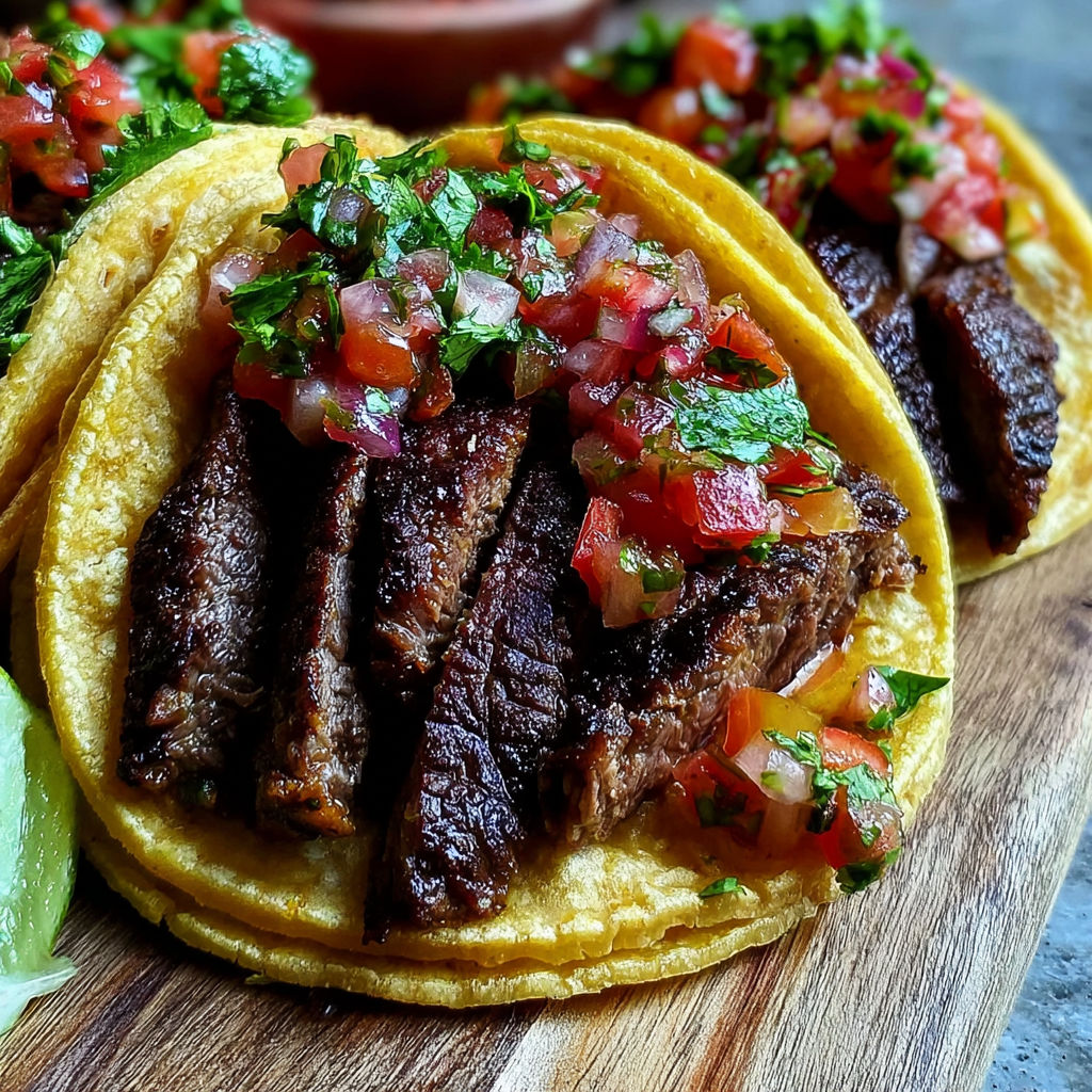 A delicious looking taco with meat and tomatoes.
