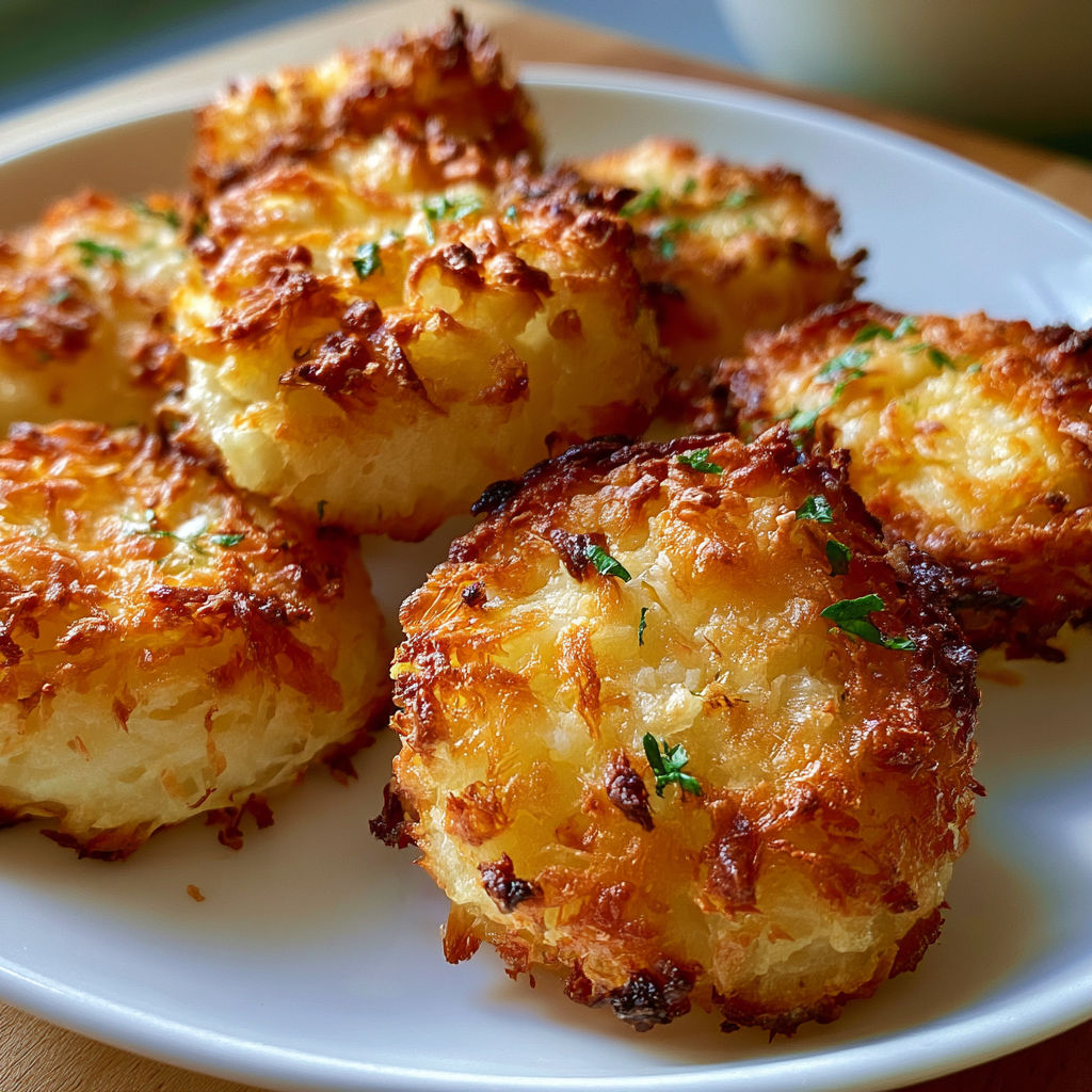 A plate of food with a description of "crispy potatoes" on it.