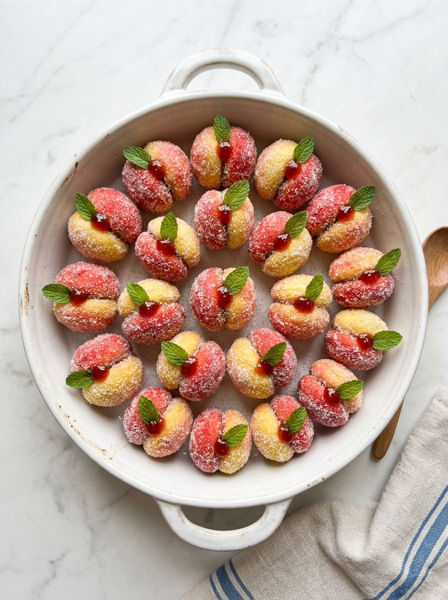 A bowl of fruit with red and yellow colors.