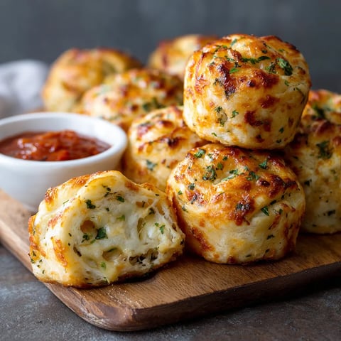 A stack of cheese and herb stuffed bread balls.