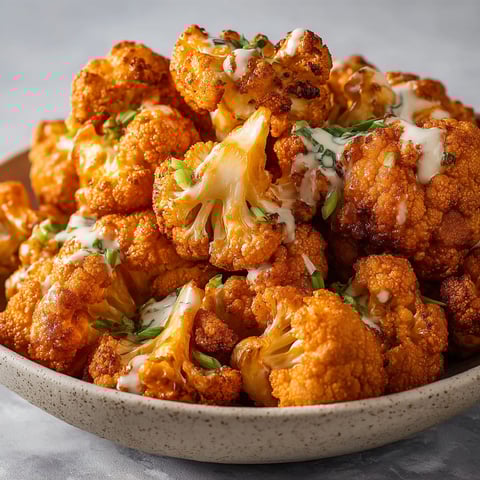 A bowl of cauliflower with cheese and herbs.