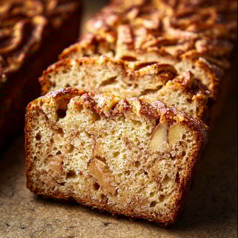 A slice of cinnamon apple bread.