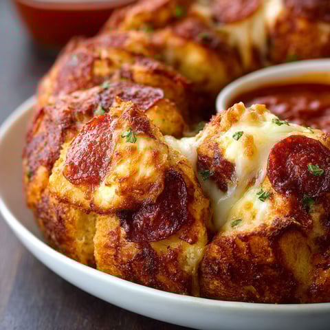 A plate of easy pull apart pizza monkey bread.