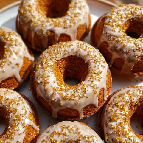 A plate of baked pumpkin donuts with maple glaze.