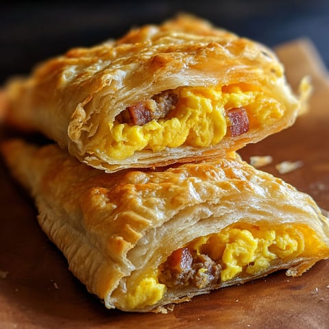 Two hot pockets with eggs and bacon.