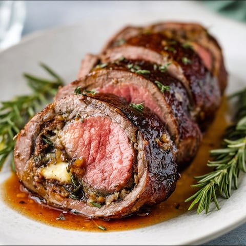 A beef tenderloin wrapped in bacon and herbs.