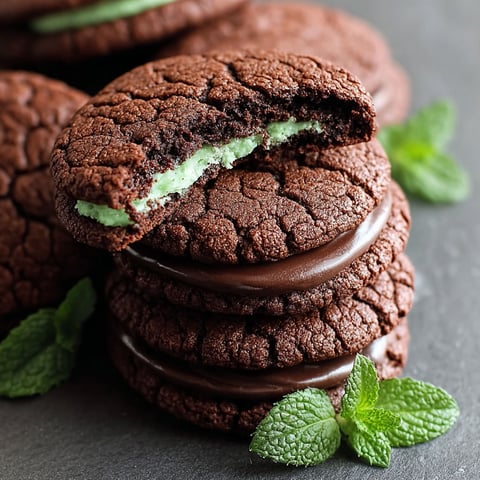 A stack of chocolate mint cookies.