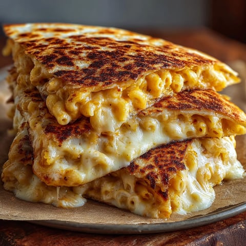 A stack of mac and cheese quesadillas.