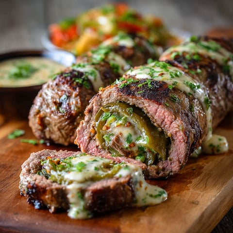A delicious hatch green chile steak roll up.