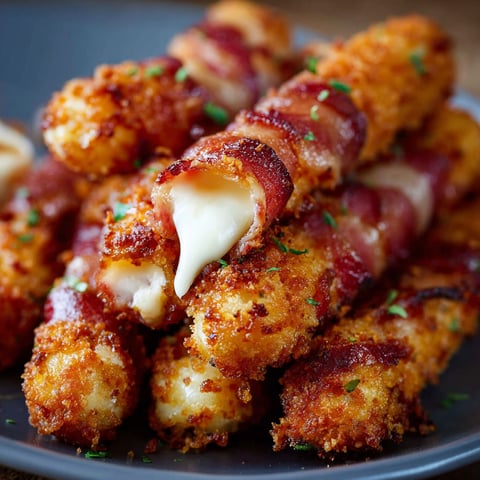 Bacon Mozzarella Sticks on a plate.
