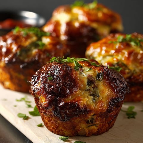 A plate of burger muffin poppers.