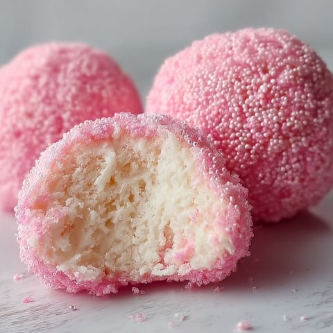 Three pink cotton candy cheesecake bombs.
