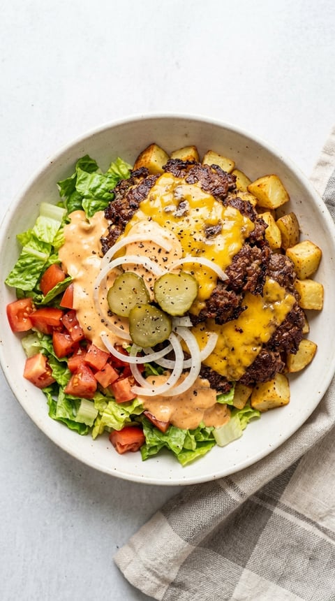 A delicious burger with onions and tomatoes.